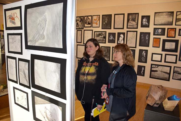 Students at the exhibit