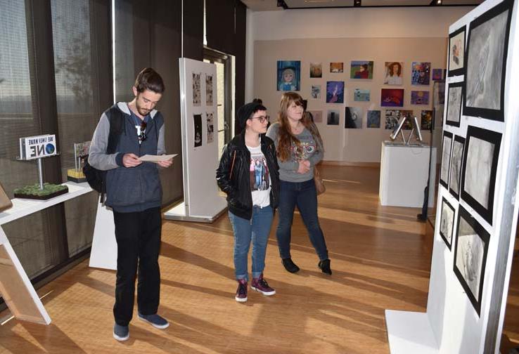 Students at the exhibit