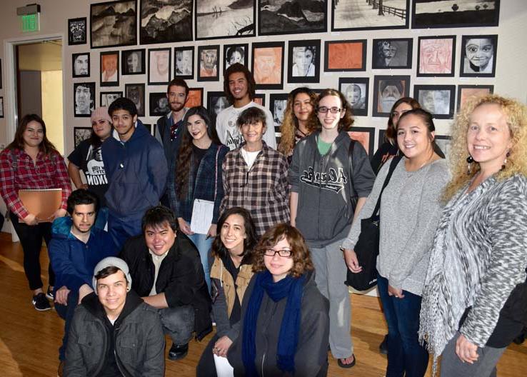 Students at the exhibit