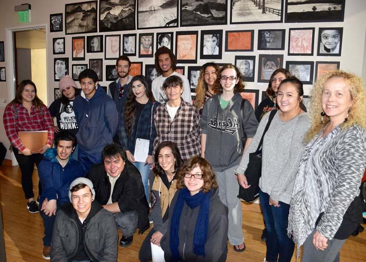 Students at the exhibit