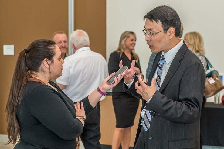 The Crafton Hills community welcomes Dr. Zhou at reception.