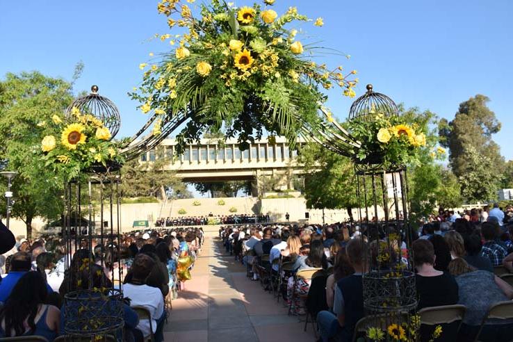 People enjoying commencement activities