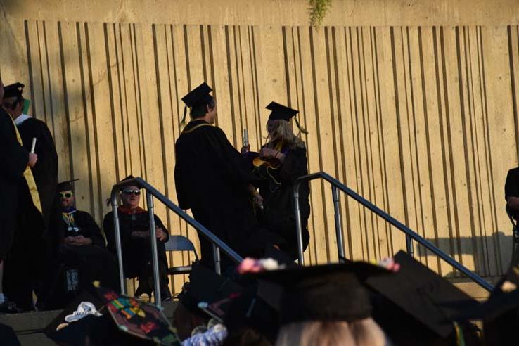 People enjoying commencement activities