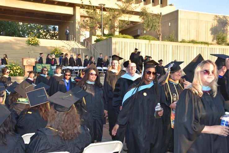 People enjoying commencement activities