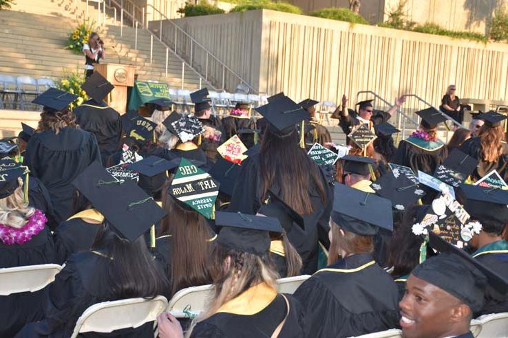 People enjoying commencement activities